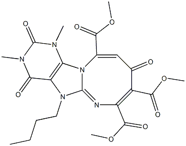 1,3-Dimethyl-5-butyl-2,4,9-trioxo-1,2,3,4,5,9-hexahydro[1,3]diazocino[1,2-e]purine-7,8,11-tricarboxylic acid trimethyl ester 结构式