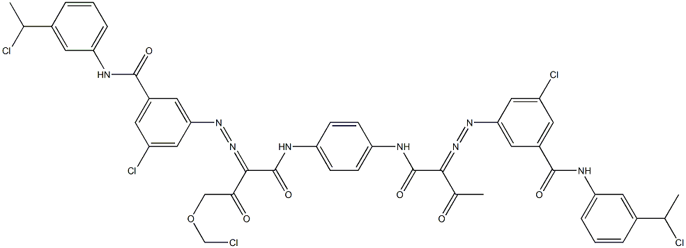 3,3'-[2-(Chloromethoxy)-1,4-phenylenebis[iminocarbonyl(acetylmethylene)azo]]bis[N-[3-(1-chloroethyl)phenyl]-5-chlorobenzamide] 结构式