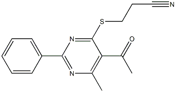 5-Acetyl-6-methyl-2-phenyl-4-[(2-cyanoethyl)thio]pyrimidine 结构式