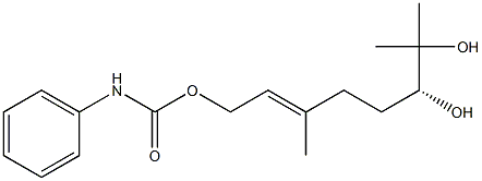 (+)-N-Phenylcarbamic acid [(2E,6R)-6,7-dihydroxy-3,7-dimethyl-2-octenyl] ester 结构式