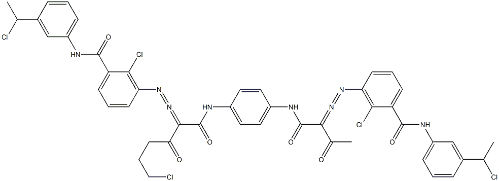 3,3'-[2-(2-Chloroethyl)-1,4-phenylenebis[iminocarbonyl(acetylmethylene)azo]]bis[N-[3-(1-chloroethyl)phenyl]-2-chlorobenzamide] 结构式