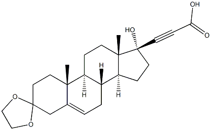 (17R)-3,3-Ethylenebisoxy-17-hydroxypregn-5-en-20-yne-21-carboxylic acid 结构式