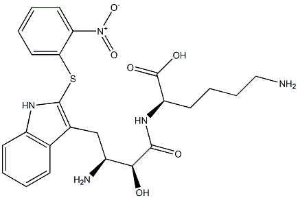 N2-[(2S,3S)-3-Amino-2-hydroxy-4-[2-[(2-nitrophenyl)thio]-1H-indol-3-yl]butyryl]-D-lysine 结构式