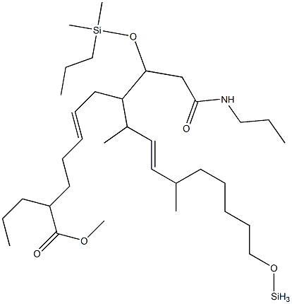 (5Z,8R,10E)-8-[(1R)-1-(Dimethylpropylsiloxy)-2-(N-propylcarbamoyl)ethyl]-9,12-dimethylpropylsiloxy-5,10-heptadecadienoic acid methyl ester 结构式