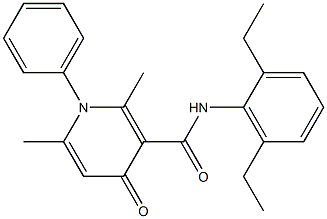 1-Phenyl-1,4-dihydro-2,6-dimethyl-N-(2,6-diethylphenyl)-4-oxopyridine-3-carboxamide 结构式