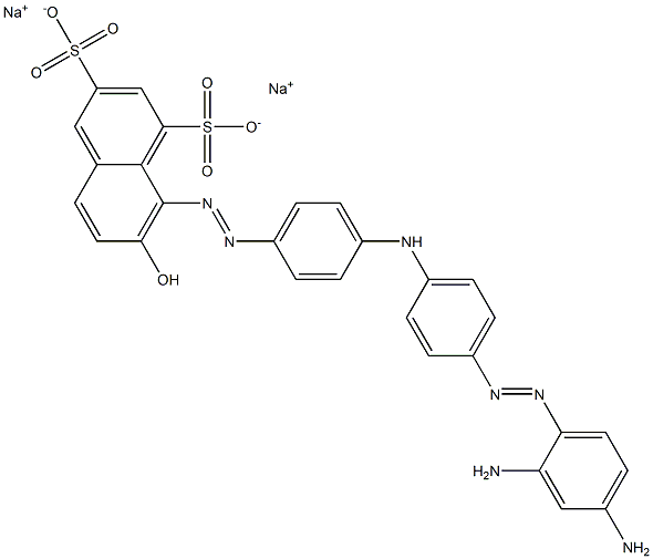8-[[4-[[4-[(2,4-Diaminophenyl)azo]phenyl]amino]phenyl]azo]-7-hydroxynaphthalene-1,3-disulfonic acid disodium salt 结构式
