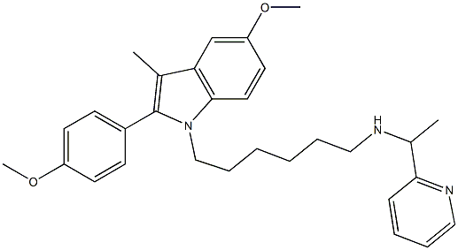 5-Methoxy-2-(4-methoxyphenyl)-3-methyl-1-[6-[1-(2-pyridinyl)ethylamino]hexyl]-1H-indole 结构式