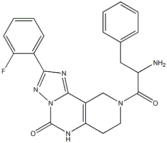 2-(2-Fluorophenyl)-6,7,8,9-tetrahydro-8-(2-amino-3-phenylpropanoyl)-1,3,3a,5,8-pentaaza-3aH-benz[e]inden-4(5H)-one 结构式