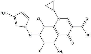 1-Cyclopropyl-4-oxo-5-amino-6-fluoro-7-(3-aminopyrrolizino)-8-chloro-1,4-dihydroquinoline-3-carboxylic acid 结构式