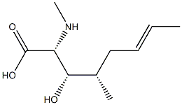 (2R,3S,4S,6E)-3-Hydroxy-4-methyl-2-methylamino-6-octenoic acid 结构式