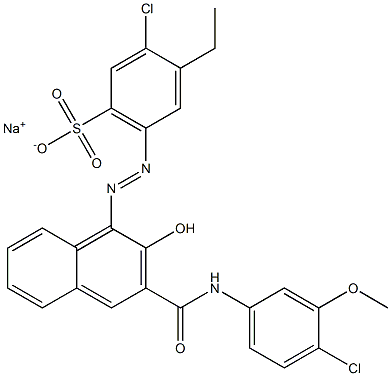 3-Chloro-4-ethyl-6-[[3-[[(4-chloro-3-methoxyphenyl)amino]carbonyl]-2-hydroxy-1-naphtyl]azo]benzenesulfonic acid sodium salt 结构式