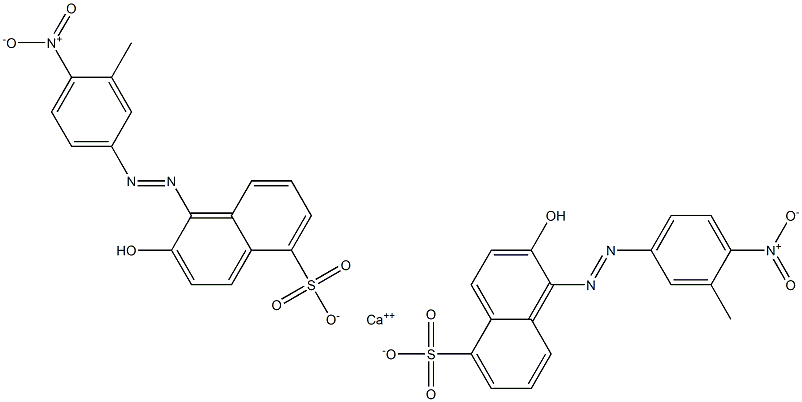 Bis[1-[(3-methyl-4-nitrophenyl)azo]-2-hydroxy-5-naphthalenesulfonic acid]calcium salt 结构式