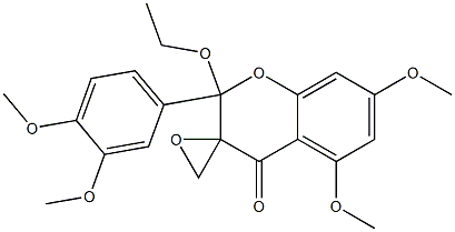 2-Ethoxy-2,3-dihydro-5,7-dimethoxy-2-(3,4-dimethoxyphenyl)spiro[4H-1-benzopyran-3,2'-oxiran]-4-one 结构式