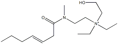 2-[N-Methyl-N-(3-heptenoyl)amino]-N,N-diethyl-N-(2-hydroxyethyl)ethanaminium 结构式