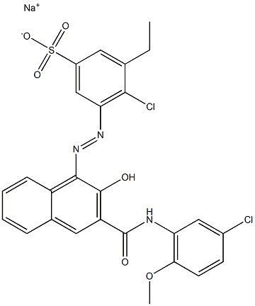 4-Chloro-3-ethyl-5-[[3-[[(3-chloro-6-methoxyphenyl)amino]carbonyl]-2-hydroxy-1-naphtyl]azo]benzenesulfonic acid sodium salt 结构式