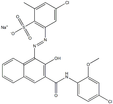 4-Chloro-2-methyl-6-[[3-[[(4-chloro-2-methoxyphenyl)amino]carbonyl]-2-hydroxy-1-naphtyl]azo]benzenesulfonic acid sodium salt 结构式