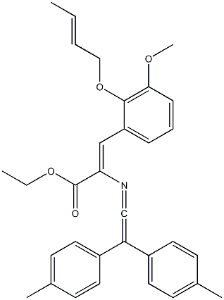 (Z)-2-[[2-(4-Methylphenyl)-2-(4-methylphenyl)ethenylidene]amino]-3-[3-methoxy-2-[[(E)-2-butenyl]oxy]phenyl]acrylic acid ethyl ester 结构式