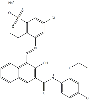 3-Chloro-6-ethyl-5-[[3-[[(4-chloro-2-ethoxyphenyl)amino]carbonyl]-2-hydroxy-1-naphtyl]azo]benzenesulfonic acid sodium salt 结构式