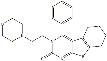 3-(2-Morpholinoethyl)-5,6,7,8-tetrahydro-4-phenyl[1]benzothieno[2,3-d]pyrimidine-2(3H)-thione 结构式