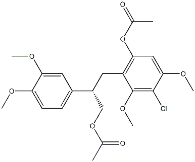 [S,(+)]-3-(3-Chloro-6-acetyloxy-2,4-dimethoxyphenyl)-2-(3,4-dimethoxyphenyl)-1-propanol acetate 结构式