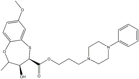 (3S,4R)-3-Hydroxy-4-[3-(4-phenyl-1-piperazinyl)propyl]-7-methoxy-3,4-dihydro-2H-1,5-benzoxathiepin-4-carboxylic acid methyl ester 结构式