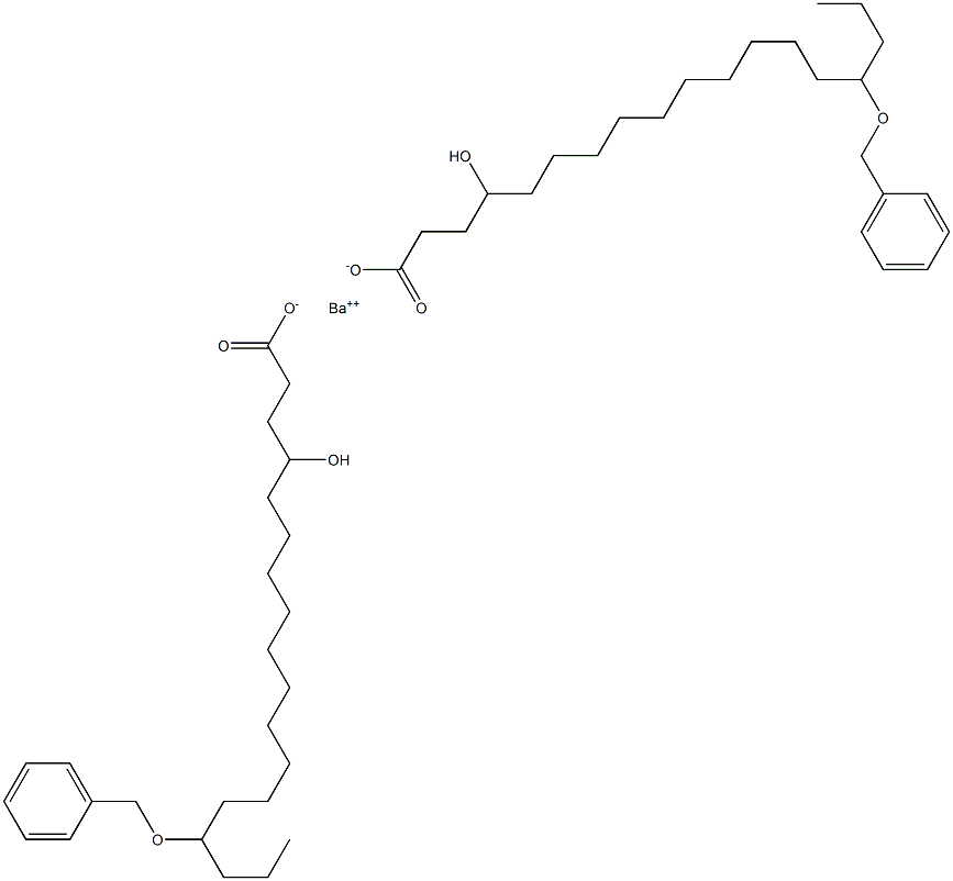 Bis(15-benzyloxy-4-hydroxystearic acid)barium salt 结构式