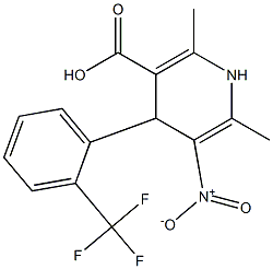 2,6-Dimethyl-3-nitro-4-[2-(trifluoromethyl)phenyl]-1,4-dihydropyridine-5-carboxylic acid 结构式