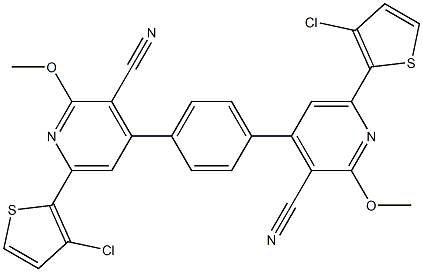 4,4'-(1,4-Phenylene)bis[2-methoxy-3-cyano-6-(3-chloro-2-thienyl)pyridine] 结构式