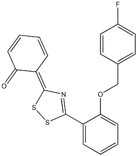 3-(2-Oxo-3,5-cyclohexadien-1-ylidene)-5-[2-(4-fluorobenzyloxy)phenyl]-3H-1,2,4-dithiazole 结构式