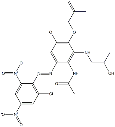 N-[2-(6-Chloro-2,4-dinitrophenylazo)-6-(2-hydroxypropylamino)-4-methoxy-5-(2-methyl-2-propenyloxy)phenyl]acetamide 结构式