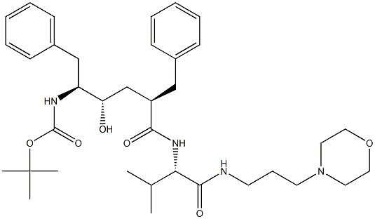 (2S)-2-[[(2R,4S,5S)-5-(tert-Butoxycarbonylamino)-2-benzyl-4-hydroxy-6-phenylhexanoyl]amino]-N-(3-morpholinopropyl)-3-methylbutyramide 结构式