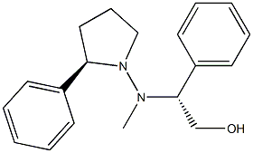 (2R)-2-Phenyl-1-[N-methyl-N-[(1R)-2-hydroxy-1-phenylethyl]amino]pyrrolidine 结构式