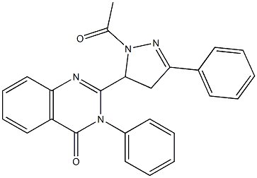 3-Phenyl-2-[(3-phenyl-4,5-dihydro-1-acetyl-1H-pyrazol)-5-yl]quinazolin-4(3H)-one 结构式