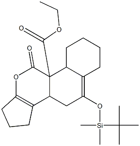 4a,5,8,8a-Tetrahydro-6-[[dimethyl(tert-butyl)silyl]oxy]-1-oxo-3,4-propano-7,8-butano-1H-2-benzopyran-8a-carboxylic acid ethyl ester 结构式