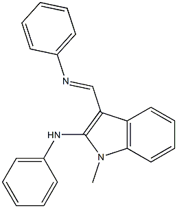 1-Methyl-N-(phenyl)-3-[[(phenyl)imino]methyl]-1H-indol-2-amine 结构式