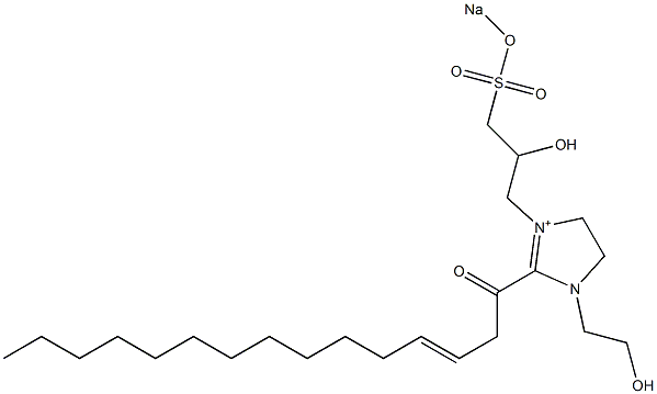 1-(2-Hydroxyethyl)-3-[2-hydroxy-3-(sodiooxysulfonyl)propyl]-2-(3-pentadecenoyl)-2-imidazoline-3-ium 结构式