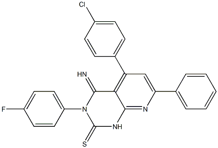 3,4-Dihydro-3-(4-fluorophenyl)-4-imino-5-(4-chlorophenyl)-7-phenylpyrido[2,3-d]pyrimidine-2(1H)-thione 结构式