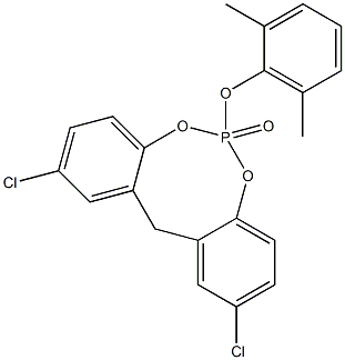 2,10-Dichloro-6-(2,6-dimethylphenoxy)-12H-dibenzo[d,g][1,3,2]dioxaphosphocin 6-oxide 结构式