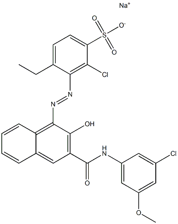 2-Chloro-4-ethyl-3-[[3-[[(3-chloro-5-methoxyphenyl)amino]carbonyl]-2-hydroxy-1-naphtyl]azo]benzenesulfonic acid sodium salt 结构式