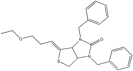 1,3-Dibenzyl-6-(3-ethoxypropylidene)-3a,4,6,6a-tetrahydro-1H-thieno[3,4-d]imidazol-2(3H)-one 结构式