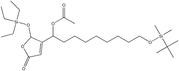 Acetic acid 1-[[2,5-dihydro-5-oxo-2-(triethylsiloxy)furan]-3-yl]-9-(tert-butyldimethylsiloxy)nonyl ester 结构式