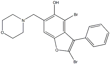 2,4-Dibromo-6-(morpholinomethyl)-3-phenylbenzofuran-5-ol 结构式