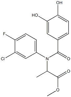 2-[N-(3,4-Dihydroxybenzoyl)-3-chloro-4-fluoroanilino]propanoic acid methyl ester 结构式