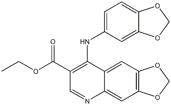 4-[[3,4-(Methylenedioxy)phenyl]amino]-6,7-(methylenedioxy)quinoline-3-carboxylic acid ethyl ester 结构式