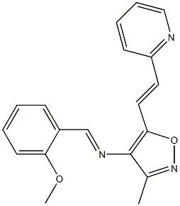 4-(2-Methoxybenzylideneamino)-5-[2-(pyridin-2-yl)ethenyl]-3-methylisoxazole 结构式