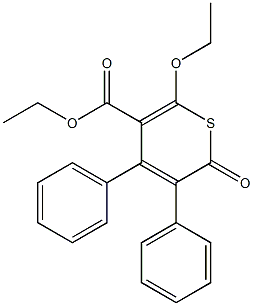 3,4-Diphenyl-2-oxo-6-ethoxy-2H-thiopyran-5-carboxylic acid ethyl ester 结构式
