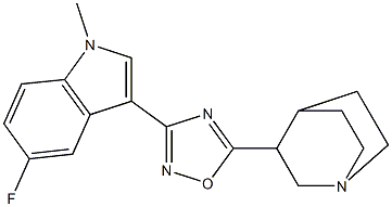 3-[5-(1-Azabicyclo[2.2.2]octan-3-yl)-1,2,4-oxadiazol-3-yl]-5-fluoro-1-methyl-1H-indole 结构式