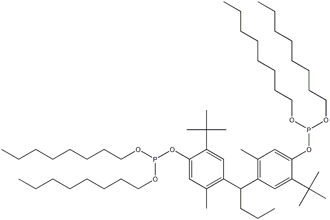 [Butylidenebis(2-tert-butyl-5-methyl-4,1-phenyleneoxy)]bis(phosphonous acid)tetraoctyl ester 结构式