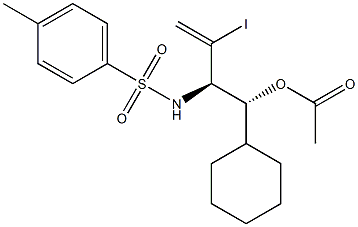 Acetic acid (1R,2R)-1-cyclohexyl-2-(tosylamino)-3-iodo-3-butenyl ester 结构式
