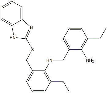 2-[[2-[(2-Amino-3-ethylbenzyl)amino]-3-ethylbenzyl]thio]-1H-benzimidazole 结构式